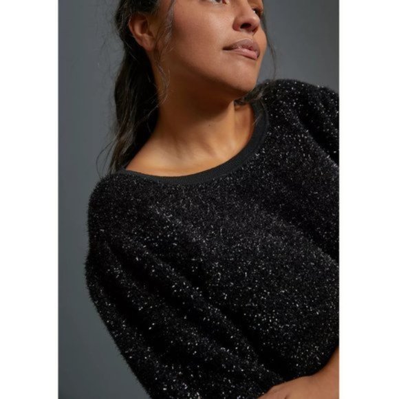 NWT Maeve Black Pamela Tinsel Shimmer Sweater - Picture 3 of 10